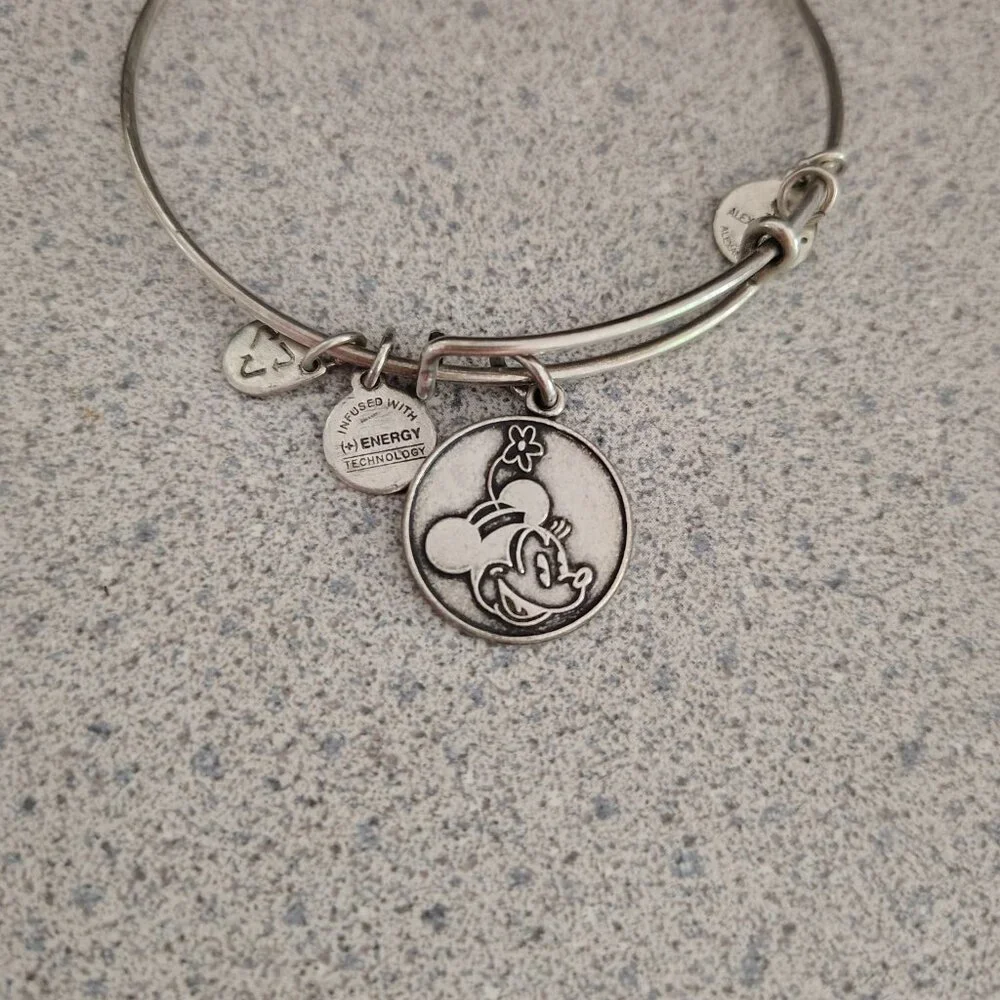 Disney Alex and Ani Minnie Mouse Silver Charm Bangle Bracelet 151